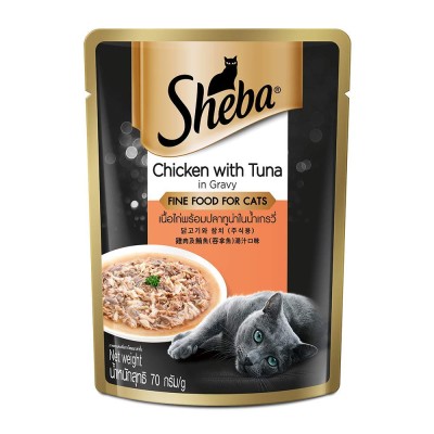 Sheba cat wet food  chicken with tuna in gravy70g